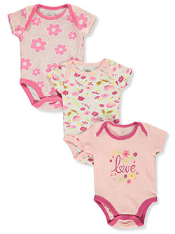 Baby Girls' 3-Pack Floral Bodysuits by Baby Elements in Pink/multi