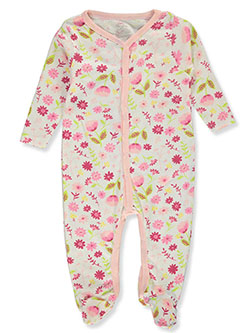 Baby Girls' Floral Footed Coveralls by Baby Elements in Floral pink