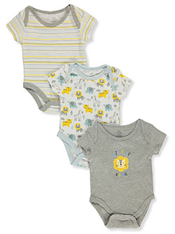 Baby Boys' 3-Pack Cars Bodysuits by Baby Elements in Gray