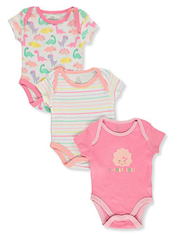 Baby Girls' 3-Pack Bodysuits by Baby Elements in Pink/white, Infants