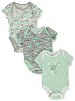 Baby Boys' 3-Pack Cars Bodysuits by Baby Elements in Green - $7.99