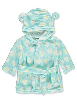 Mon Cheri Daisy Plush Hooded Bath Robe by Mon Cheri Baby in Aqua/multi