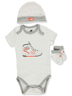 Baby Unisex 3-Piece Layette Set by New Balance in White, Infants