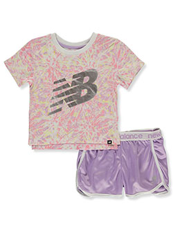 Girls' 2-Piece Shorts Set Outfit by New Balance in Violet