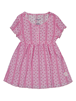 Girls' Short-Sleeve Ribbed Button-Front Dress