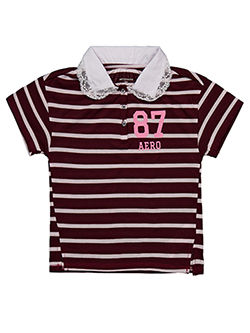 Aeropostale Girls' A87 Striped Polo Shirt