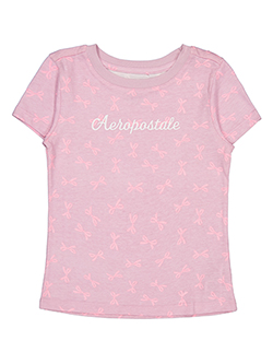 Aeropostale Girls' All-Over Bows Pattern T-Shirt