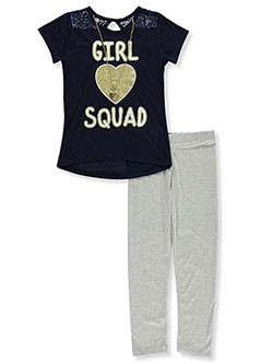 Dream Star Girls 2-Piece Leggings Set Outfit with Necklace