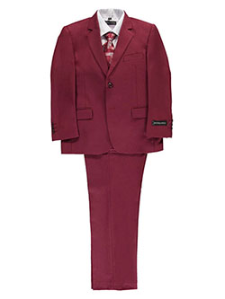 Big Boys' "Marlowe" 5-Piece Suit by Kids World in Burgundy, Boys Fashion