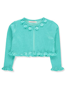 Girls' Flower and Pearl Knit Shrug by Pink Butterfly in banana, coral, rose and more