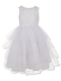 Embroidered Pearl Tulle Dress by Pink Butterfly in White - Special Occasion Dresses