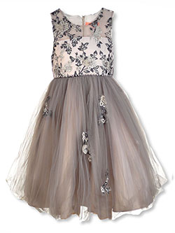 Girls' Delicate Blossom Dress by Pink Butterfly in Silver - Special Occasion Dresses