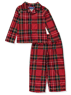 Boys' Plaid Button 2-Piece Pajamas by Saint Eve in Red