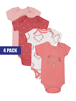 Girls' Floral Short-Sleeve Bodysuit Set 4-Pack