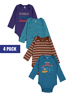 Boys' 4-Pack Long-Sleeve Cotton Bodysuits Set