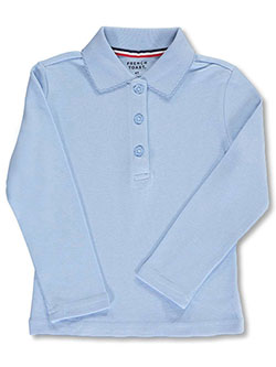 Toddler L/S Fitted Knit Polo With Picot Collar by French Toast in blue, white and yellow, School Uniforms