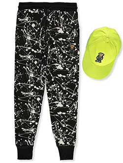 Drip Bear Joggers With Snapback Hat Set by Prime Threads in Black/lime