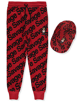 Savage Joggers With Snapback Hat Set by Prime Threads in Red