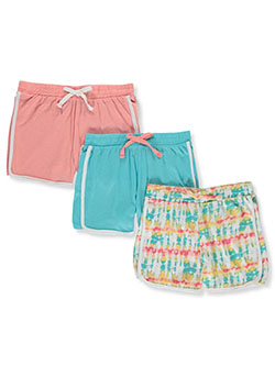 Girls' 3-Pack Varsity Shorts by Pink Velvet in Aqua/multi