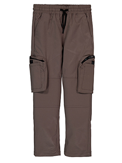 Retro Stitch Boys' Twill Cargo Pants with Drawstring Waist and Zip Pockets