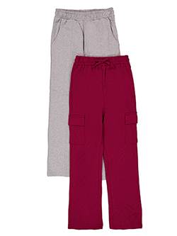 Pink Velvet Girls' 2-Pack Straight Leg Fleece Cargo Pants & Sweatpants Set