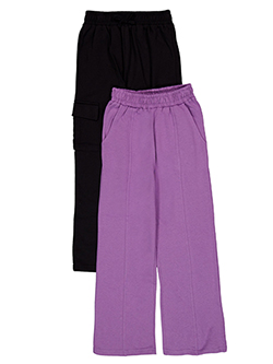 Pink Velvet Girls' 2-Piece Straight Leg Fleece Cargo Pants & Sweatpants Set