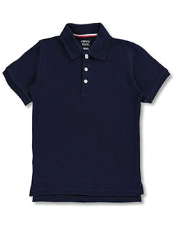 Big Boys' S/S Knit Polo Shirt by French Toast in blue, navy and white