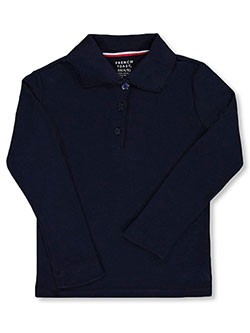 L/S Fitted Knit Polo with Picot Collar by French Toast in blue, burgundy, yellow and more