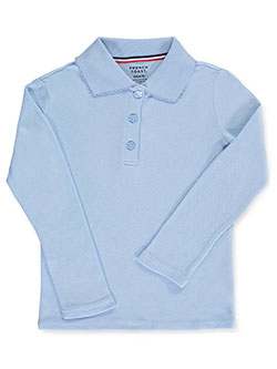 L/S Fitted Knit Polo with Picot Collar by French Toast in blue, burgundy, yellow and more, School Uniforms