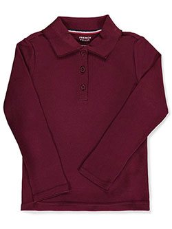 L/S Fitted Knit Polo with Picot Collar by French Toast in blue, burgundy, yellow and more