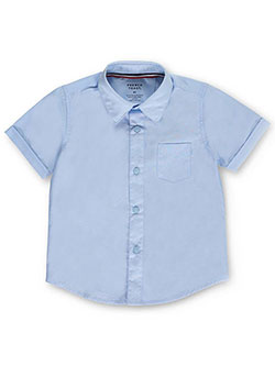 Toddler S/S Button-Down Shirt by French Toast in blue, white and yellow - Shirts