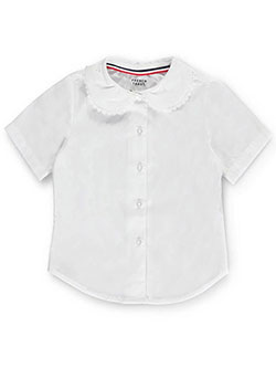French Toast Little Girls L/S Blouse with Lace Edging