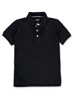 Unisex S/S Pique Polo by French Toast in black, green and purple
