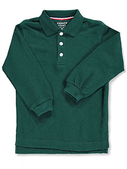 Boys' L/S Pique Polo by French Toast in green and navy, Sizes 2T-4T & 4-7