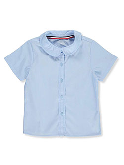 Girls' S/S Peter Pan Fitted Shirt by French Toast in blue, pink, white and yellow, School Uniforms