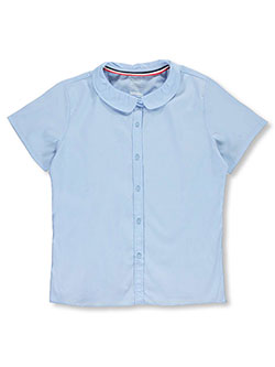 Plus Size S/S Peter Pan Fitted Shirt by French Toast in blue and white, School Uniforms