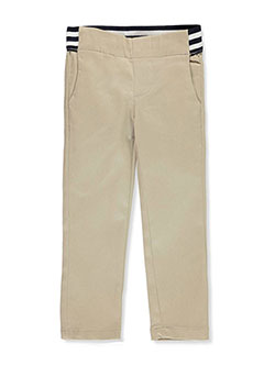 Girls' Pull-On Contrast Waist Pants by French Toast in khaki and navy, School Uniforms