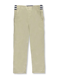 Pull-On Contrast Waist Pants by French Toast in khaki and navy - Pants