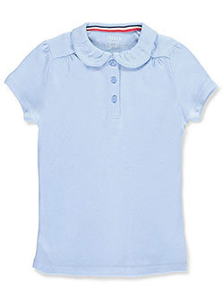 Big Girls' S/S Peter Pan Collar Polo by French Toast in blue and white