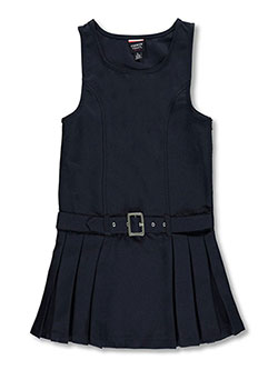 Buckle Belt Pleated Jumper by French Toast in khaki and navy, School Uniforms