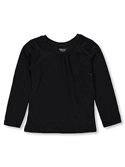 Girls' Ruched Crewneck L/S T-Shirt by French Toast in black, heather gray and white