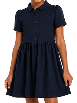 Girls' Short Sleeve Ruffle Pique Polo Dress