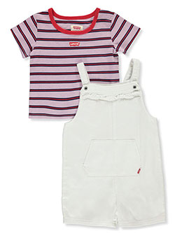 Baby Girls' 2-Piece Shortalls Set Outfit by Levi's in White