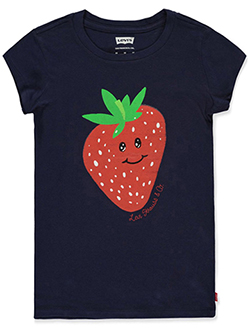 Girls' T-Shirt by Levi's in navy blue and pink yellow