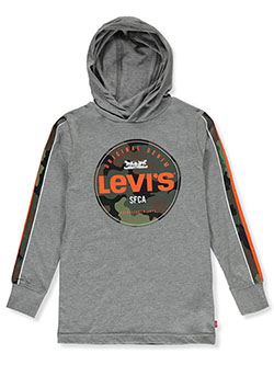 Boys' Long-Sleeved Hooded T-Shirt by Levi's in Gray