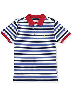 Nautica Childrens Apparel Big Boys Short Sleeve Dark Multi Stripe Polo