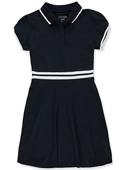 Girls' Stipe Waist Polo Dress by Nautica in Navy - $16.99