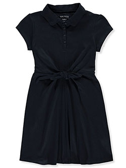Girls' Tie Waist Polo Dress by Nautica in Navy - Jumpers