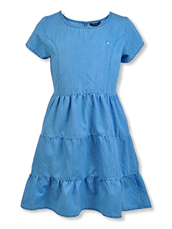 Girls' Tiered Chambray Dress by Nautica in Blue