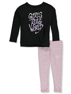 Girls' 2-Piece Leggings Set Outfit by Nike in Pink/multi